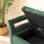 Velvet Storage Bench for Bedroom (with Armrests and Wooden Frame)