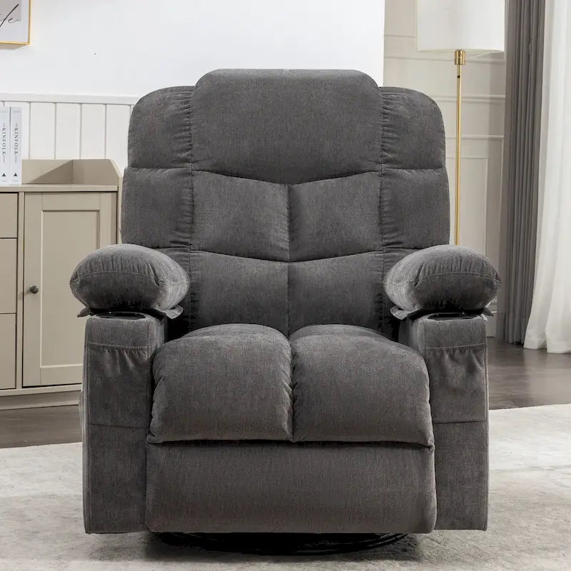 Oversized Recliner with Heat and Massage - Blue/Brown/Grey