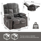 Oversized Recliner with Heat and Massage - Blue/Brown/Grey