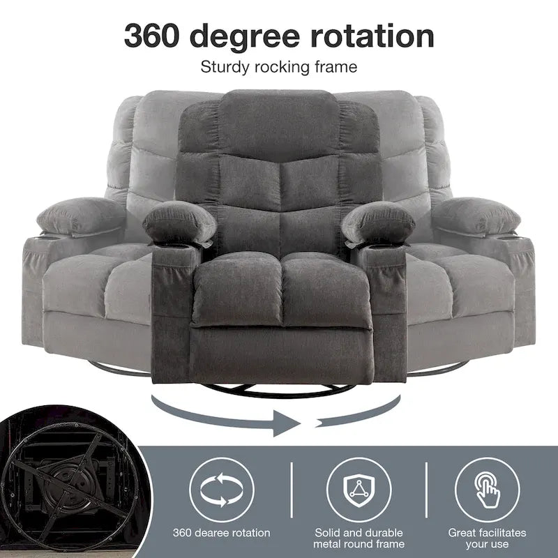 Oversized Recliner with Heat and Massage - Blue/Brown/Grey