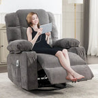 Oversized Recliner with Heat and Massage - Blue/Brown/Grey