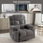 Oversized Recliner with Heat and Massage - Blue/Brown/Grey