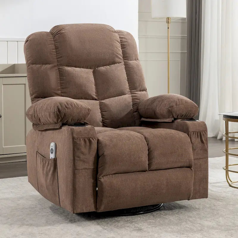 Oversized Recliner with Heat and Massage - Blue/Brown/Grey