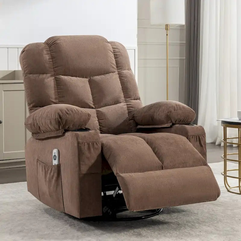 Oversized Recliner with Heat and Massage - Blue/Brown/Grey