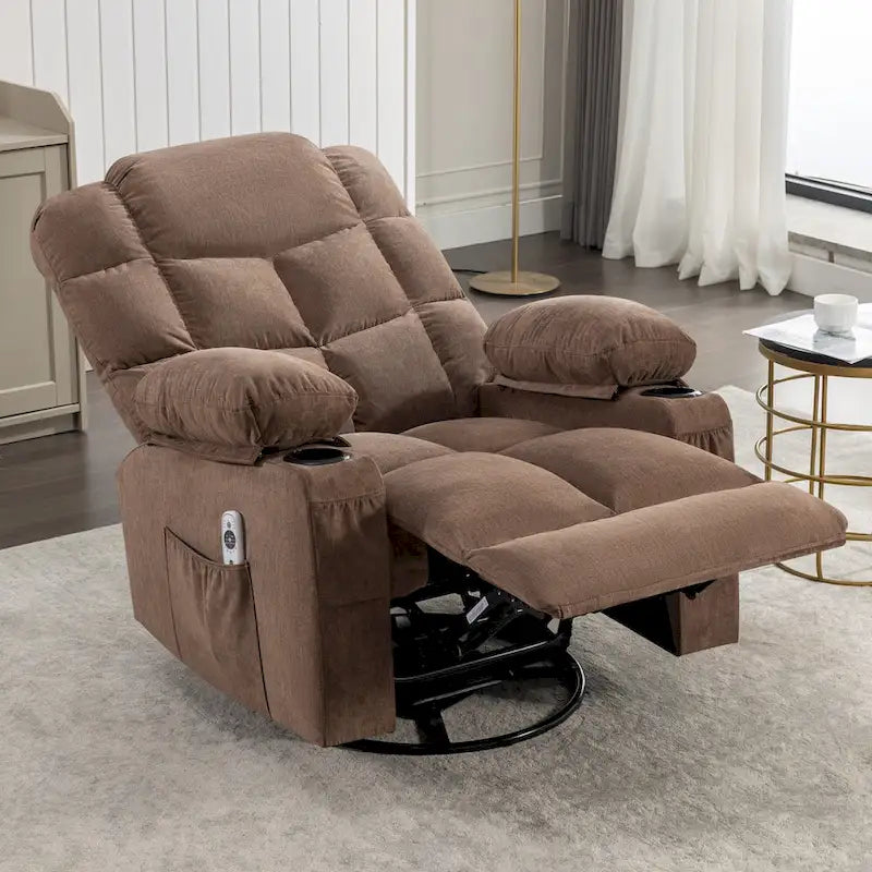 Oversized Recliner with Heat and Massage - Blue/Brown/Grey