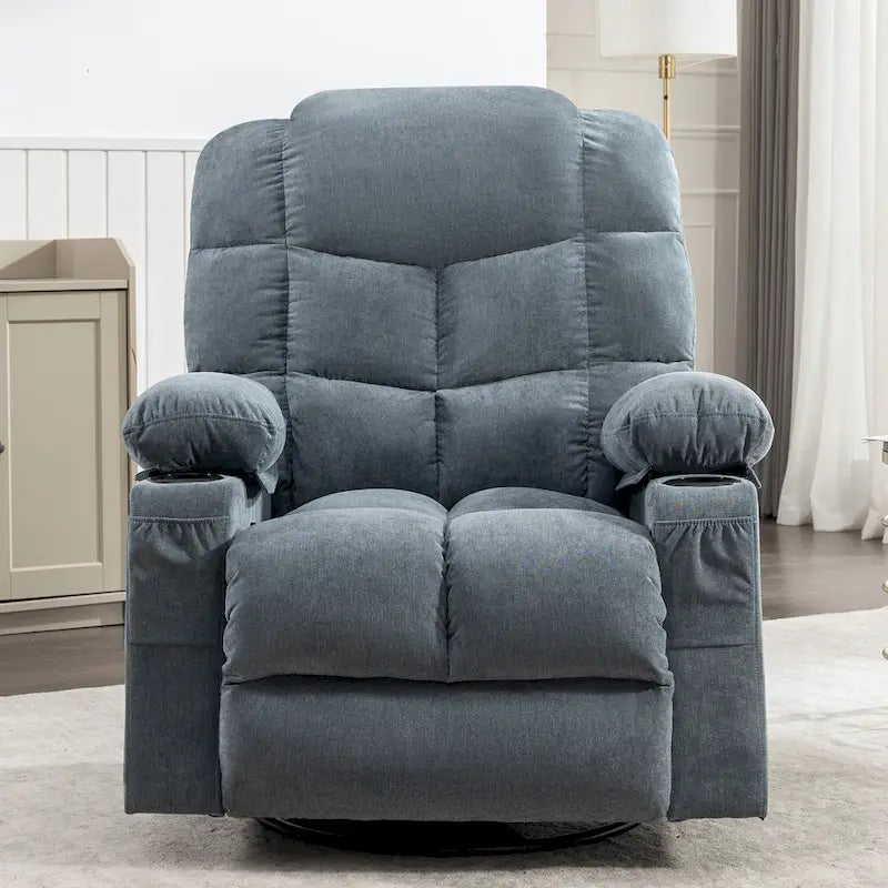 Oversized Recliner with Heat and Massage - Blue/Brown/Grey
