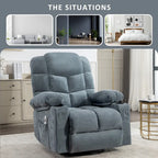 Oversized Recliner with Heat and Massage - Blue/Brown/Grey