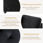 84.75 L-Shaped 5-Seat Sleeper Sectional Sofa with Storage Ottoman, Hidden Arm Storage, and USB Charging for Living Room