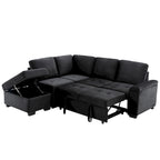 84.75 L-Shaped 5-Seat Sleeper Sectional Sofa with Storage Ottoman, Hidden Arm Storage, and USB Charging for Living Room