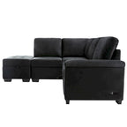 84.75 L-Shaped 5-Seat Sleeper Sectional Sofa with Storage Ottoman, Hidden Arm Storage, and USB Charging for Living Room
