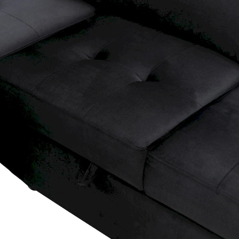 84.75 L-Shaped 5-Seat Sleeper Sectional Sofa with Storage Ottoman, Hidden Arm Storage, and USB Charging for Living Room