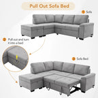 84.75 L-Shaped 5-Seat Sleeper Sectional Sofa with Storage Ottoman, Hidden Arm Storage, and USB Charging for Living Room