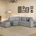 84.75 L-Shaped 5-Seat Sleeper Sectional Sofa with Storage Ottoman, Hidden Arm Storage, and USB Charging for Living Room