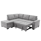 84.75 L-Shaped 5-Seat Sleeper Sectional Sofa with Storage Ottoman, Hidden Arm Storage, and USB Charging for Living Room
