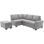 84.75 L-Shaped 5-Seat Sleeper Sectional Sofa with Storage Ottoman, Hidden Arm Storage, and USB Charging for Living Room
