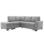 84.75 L-Shaped 5-Seat Sleeper Sectional Sofa with Storage Ottoman, Hidden Arm Storage, and USB Charging for Living Room