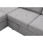 84.75 L-Shaped 5-Seat Sleeper Sectional Sofa with Storage Ottoman, Hidden Arm Storage, and USB Charging for Living Room