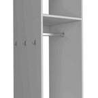 16 Modern One-Door Armoire with Three Shelves, Casters and Hanging Rod for Bedroom