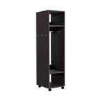 16 Modern One-Door Armoire with Three Shelves, Casters and Hanging Rod for Bedroom