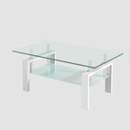 2-Layers Tempered Glass Coffee Table - 23.62 x 39.37 x 17.32