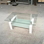 2-Layers Tempered Glass Coffee Table - 23.62 x 39.37 x 17.32