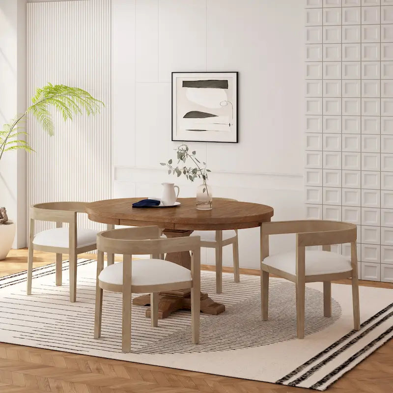 5-Piece Fabric & Solid Wood Dining Set