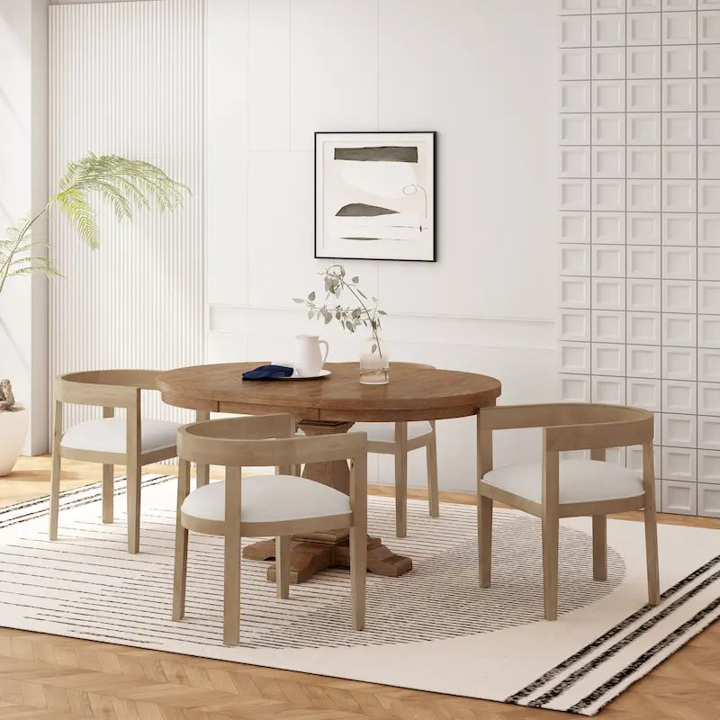 5-Piece Fabric & Solid Wood Dining Set