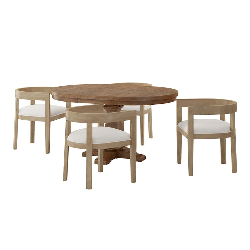 5-Piece Fabric & Solid Wood Dining Set