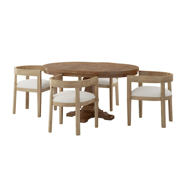 5-Piece Fabric & Solid Wood Dining Set