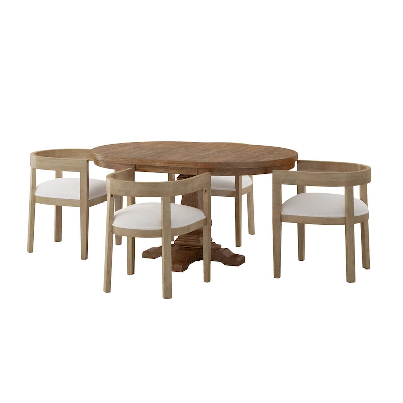 5-Piece Fabric & Solid Wood Dining Set