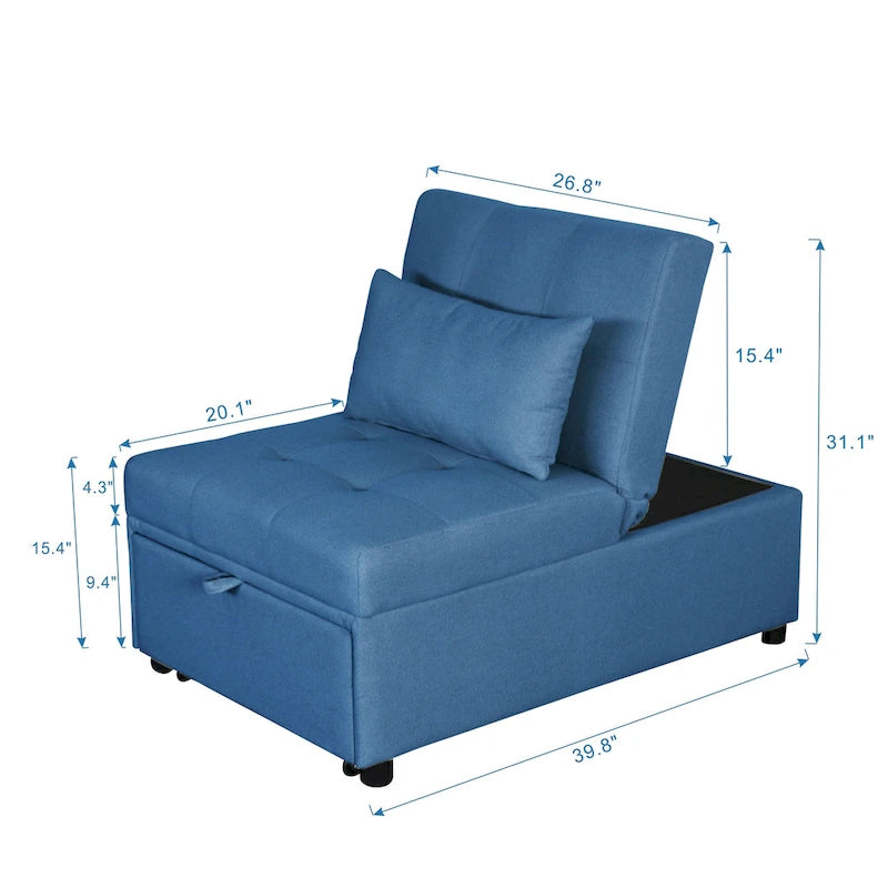4-1 Single futon Adjustable Sofa Bed Sofa Sleeper Folding Convertible Chair - 39.9 x 26.8