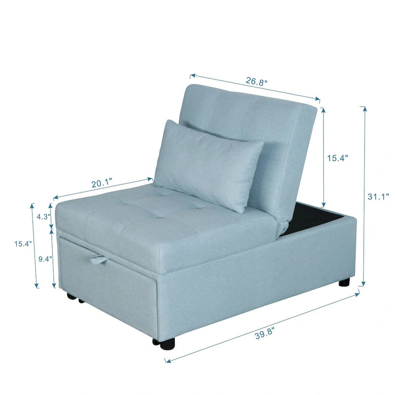 4-1 Single futon Adjustable Sofa Bed Sofa Sleeper Folding Convertible Chair - 39.9 x 26.8