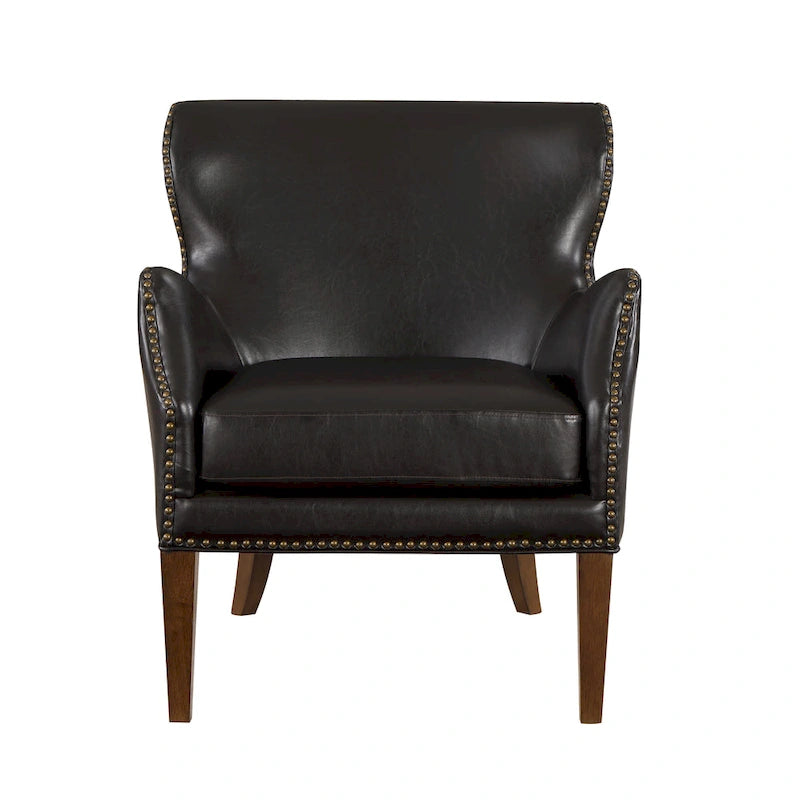 Faux Leather High-Leg Leisure Chair with Slanted Armrests