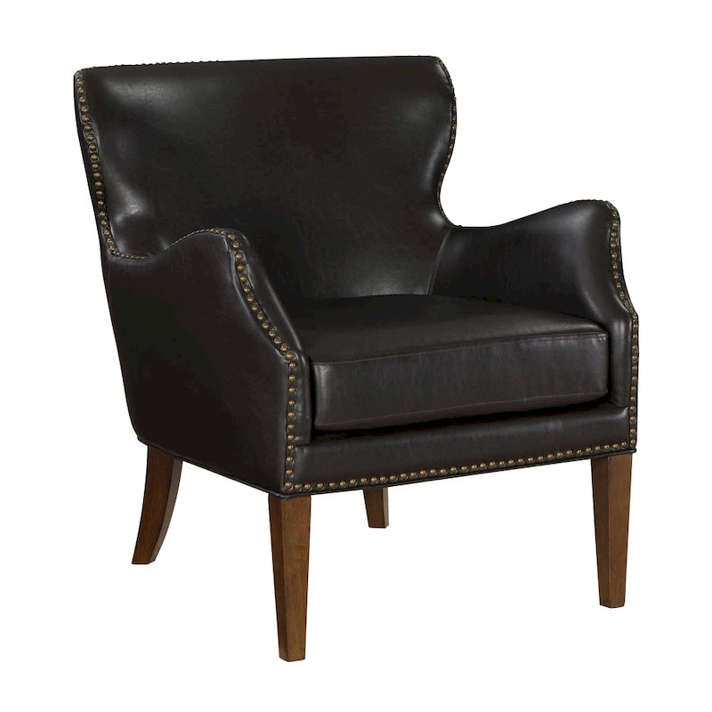 Faux Leather High-Leg Leisure Chair with Slanted Armrests