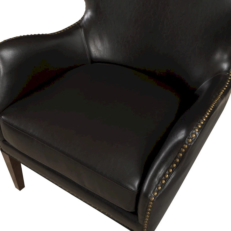 Faux Leather High-Leg Leisure Chair with Slanted Armrests