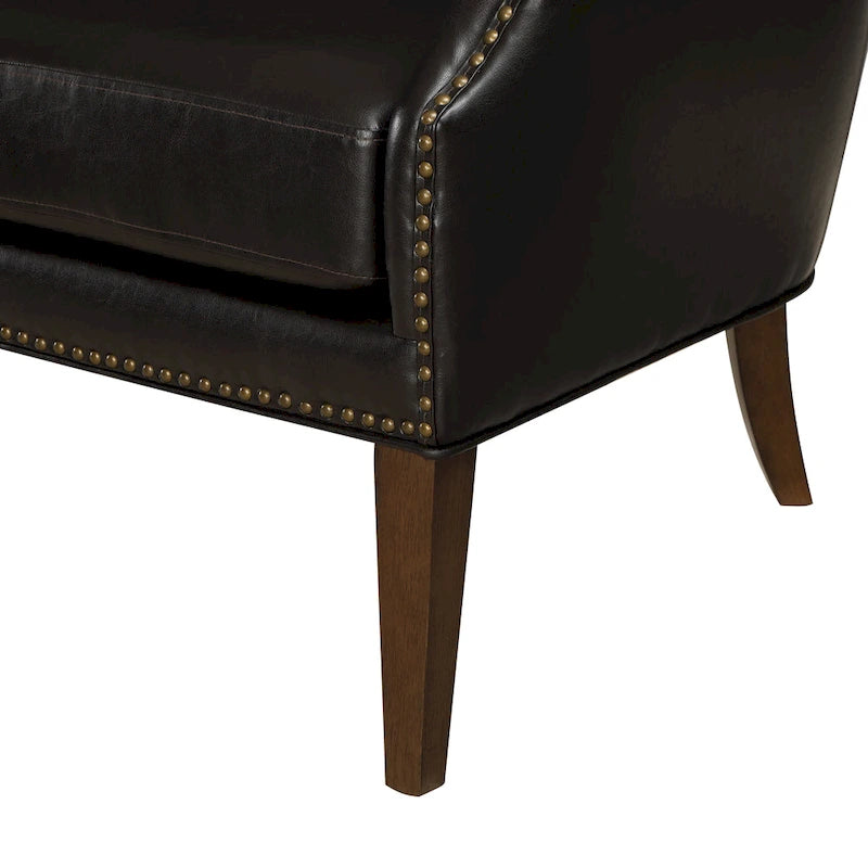 Faux Leather High-Leg Leisure Chair with Slanted Armrests