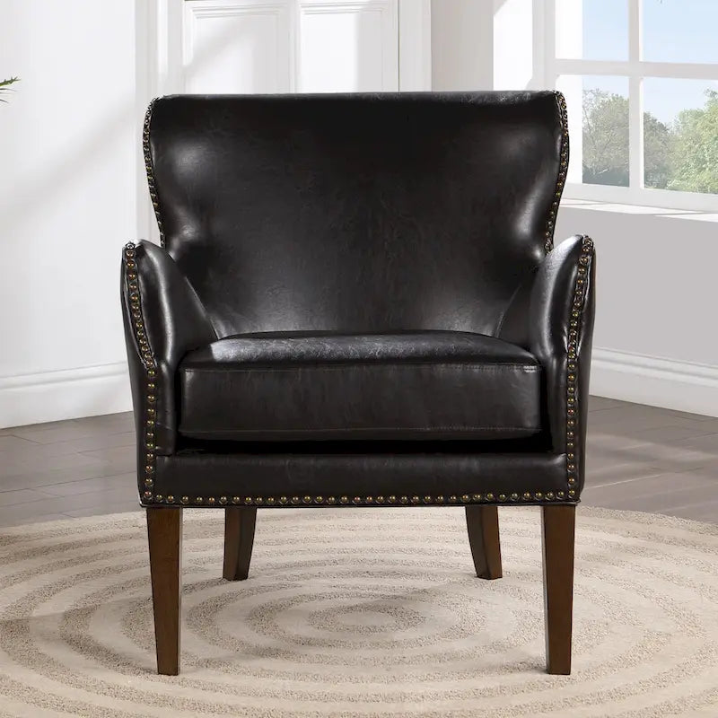 Faux Leather High-Leg Leisure Chair with Slanted Armrests