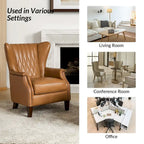 Genuine Leather Wingback Armchair - Brown/Camel/Navy/Burgundy - Single Seat
