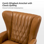 Genuine Leather Wingback Armchair - Brown/Camel/Navy/Burgundy - Single Seat