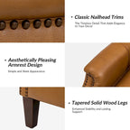 Genuine Leather Wingback Armchair - Brown/Camel/Navy/Burgundy - Single Seat