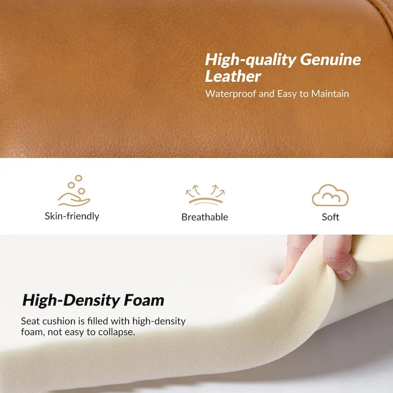 Genuine Leather Wingback Armchair - Brown/Camel/Navy/Burgundy - Single Seat