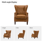 Genuine Leather Wingback Armchair - Brown/Camel/Navy/Burgundy - Single Seat