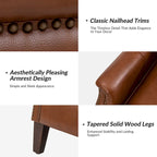 Genuine Leather Wingback Armchair - Brown/Camel/Navy/Burgundy - Single Seat