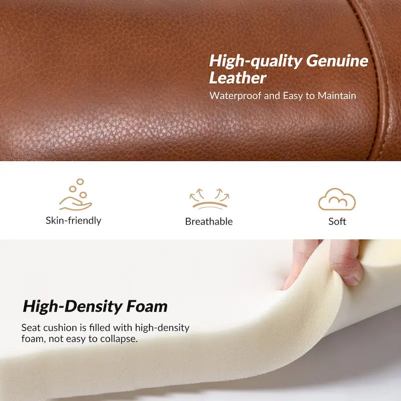 Genuine Leather Wingback Armchair - Brown/Camel/Navy/Burgundy - Single Seat