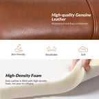 Genuine Leather Wingback Armchair - Brown/Camel/Navy/Burgundy - Single Seat