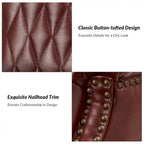 Genuine Leather Wingback Armchair - Brown/Camel/Navy/Burgundy - Single Seat