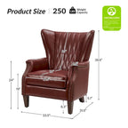 Genuine Leather Wingback Armchair - Brown/Camel/Navy/Burgundy - Single Seat