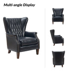 Genuine Leather Wingback Armchair - Brown/Camel/Navy/Burgundy - Single Seat