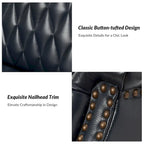 Genuine Leather Wingback Armchair - Brown/Camel/Navy/Burgundy - Single Seat