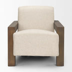 Sovereign Beige Fabric w/ Dark Brown Solid Wood Frame Accent Chair